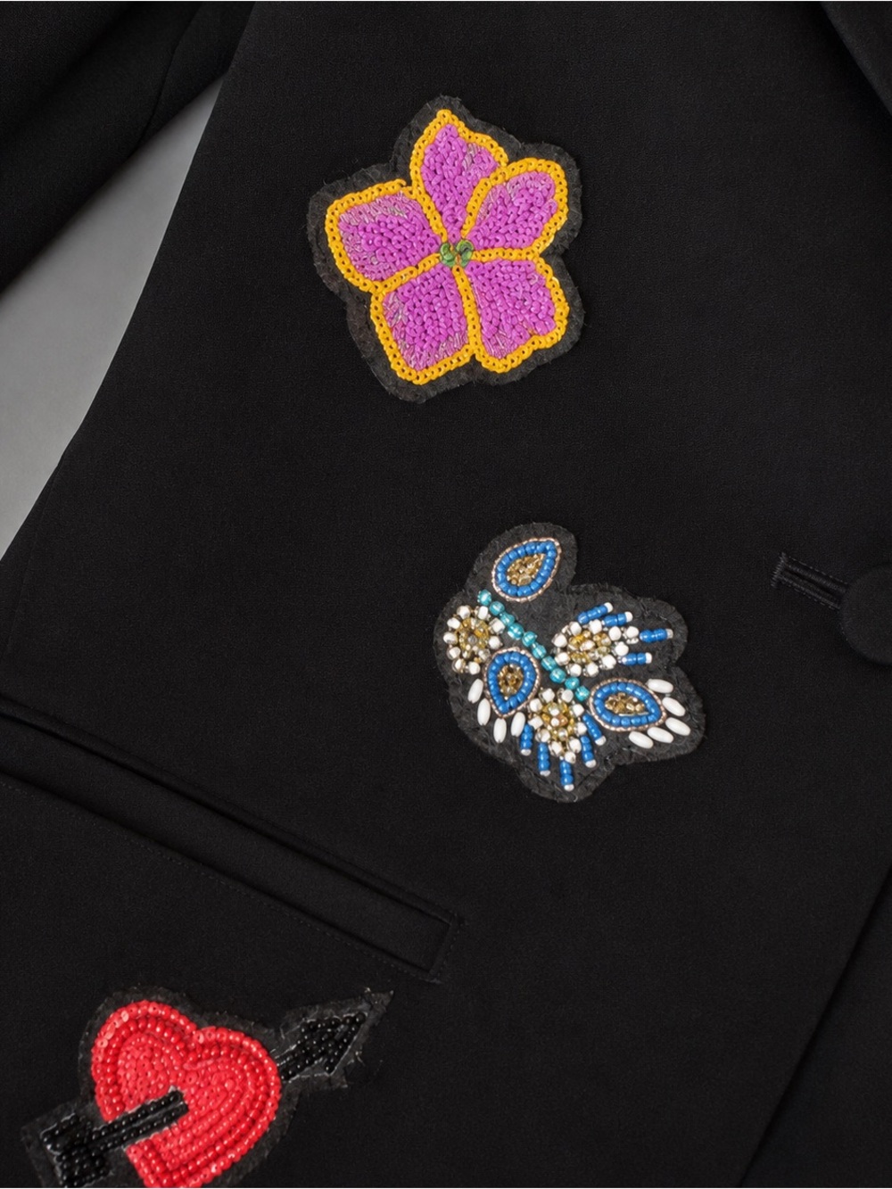 cinq a sept Black Embroidered Floral Blazer - Picture 3 of 7